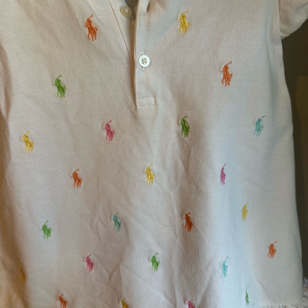 Ralph Lauren Kids White Polo dress with Multicolor Embroidery - Picture 2 of 5